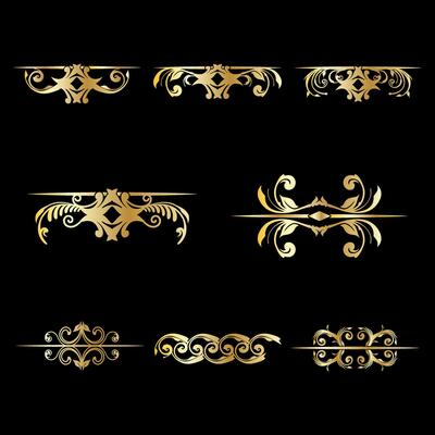 Ornamental Gold Flourish Elements for Decorative Design