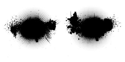 set of black and white halftone dots on white background vector