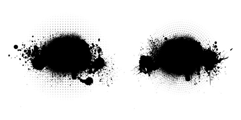 two black and white splatters on a white background
