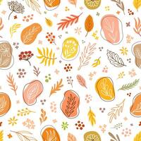 Abstract Autumnal Seamless Pattern from yellow, orange, Leaves and Branches. vector