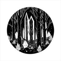 A forest where the trees have glowing vector