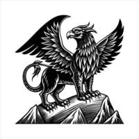 griffin standing tall on a mountain vector