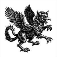 Griffin with Its Claws Raised vector