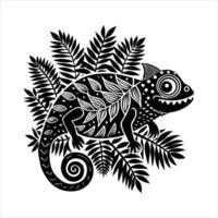 chameleon made of plants vines and leave vector