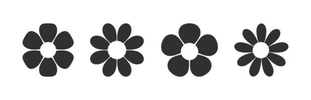 Flower flat silhouette icon set in different style for decoration illustration vector