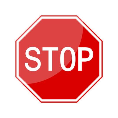 Stop sign icon, red color road symbol isolated illustration