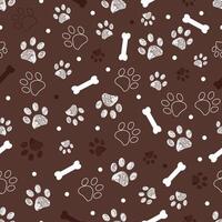Brown background with white paw and bones vector