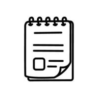 Notebook icon with folded page outline vector