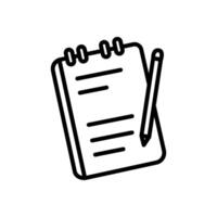 Simple notebook icon with pen drawing vector