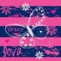Elegant Butterfly Love Quote Typography Graphic Tee Design for Print and Apparel vector
