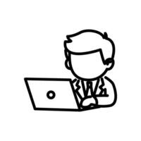 Reporter typing on computer icon vector