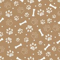 Light brown background with white paw and bones vector