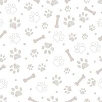 Grey paw and bones pattern vector
