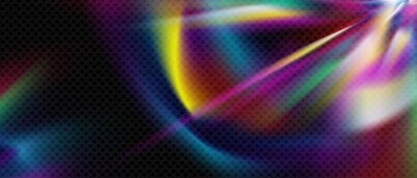Iridescent prism light flare with rainbow spectrum. Crystal glass effect, glitter sparkles and soft glow. Abstract holographic background for fantasy or glamour design themes. vector