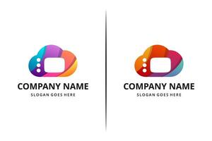Set of Stream Now Logo available in illustration, logo and icon cloud tv streaming, four gradient color. mosaic concept. vector