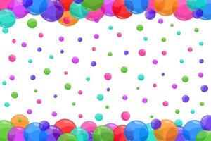 colorful abstract background with soft soap balls. illustration of horizontal bg with rainbow shampoo and wash foam sphere. Banner with flying soapy glossy sphere. vector