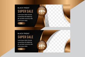 Super sale banner. Horizontal poster with dark background with golden text. Sale discount prices concept. the illustration with realistic elements for header website vector