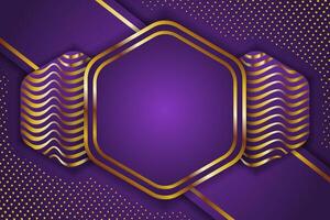 Abstract science Background. gold and purple Hexagon geometric design. science innovation concept abstract background. wave and dot pattern. vector