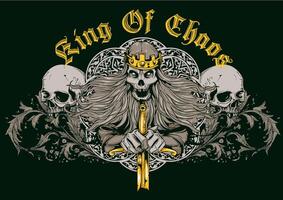 Chaos King Graphic Tee Art - Edgy T-Shirt Design for Rebellious Style vector