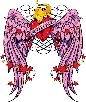 Retro Heart with Wings Vintage T-Shirt Graphic Design Art