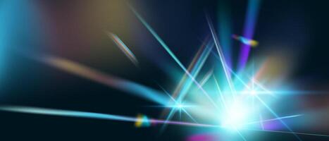 Iridescent prism light flare with rainbow crystal effect. Abstract glass sparkle and soft glow. overlay perfect for magic, hologram, or glitch design themes. vector
