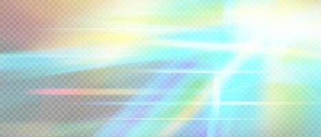 Abstract rainbow prism light with crystal flare and diamond sparkle. Iridescent glow and holographic beam on background. Fantasy shine, glitch aura and magical spectrum. vector