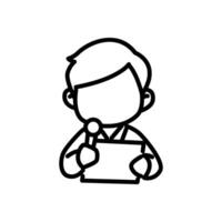 Interviewer holding mic and notes icon vector