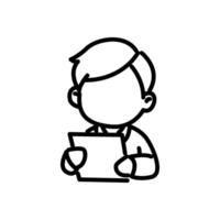 Interviewer checking notes outline icon vector