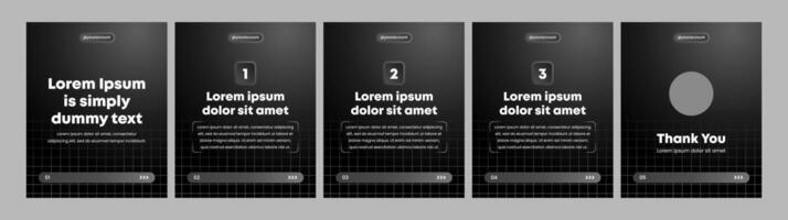 black and gray themed carousel. template for social media posts vector