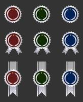 best seller badge red, green and blue color combine with silver color vector