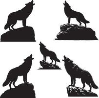 Barking Wolf Silhouette Design Clipart vector
