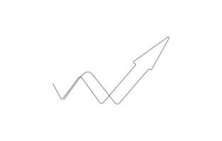 increasing up arrow bar graph sign Business financial analytics and sales growth one Continuous line art vector