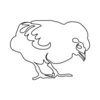 continuous line drawing of cute little chicken. Fun chicken farming. One line design illustration vector