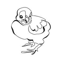 Single continuous line drawing of cute little chicken. Fun chicken farming. Oneline design illustration vector