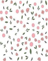 Abstract paatern with pink flowers and leaves vector
