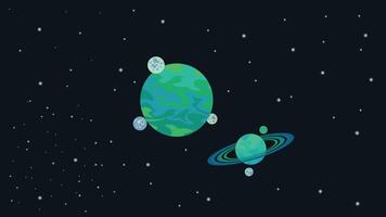 two green planets in the middle of calm space vector