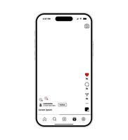 Social media application mockup template in mobile phone. Modern user interface blank layout illustration vector
