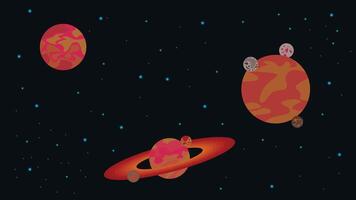 three green planets in the middle of calm space vector