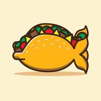 Simple Taco Fish Funny Flat Illustration, with bright background. Suitable for logo, mascot, and icon vector