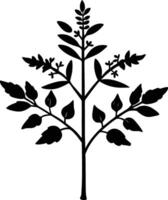 Tree with leaves silhouette icon. Nature and environment art. Simple black tree illustration. Eco-friendly green concept symbol. vector