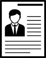 CV or resume black icon design, Profile document silhouette art, Job application template, Minimalist human profile form vector