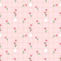 Pink flowers on pink background,fabric pattern, gift wrapping paper , seamless pattern vector