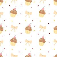 Bear , cupcake , Fabric pattern, gift wrapping paper, seamless pattern vector