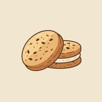 Chocolate chip cookie with cream logo design vector