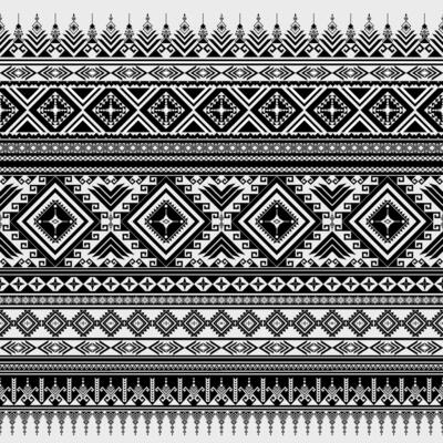 Native black and white geometric abstract Ethnic pattern