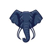 Blue elephant head with tusks logo design vector