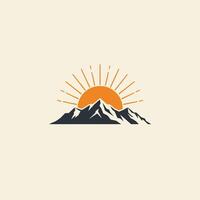 Logo design of a mountain with the sun behind it vector