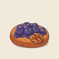 Logo design of a pancake with blueberries and a walnut on top vector