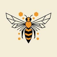 Bee with transparent wings logo design vector