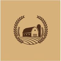 Barn and wheat leaves logo design vector